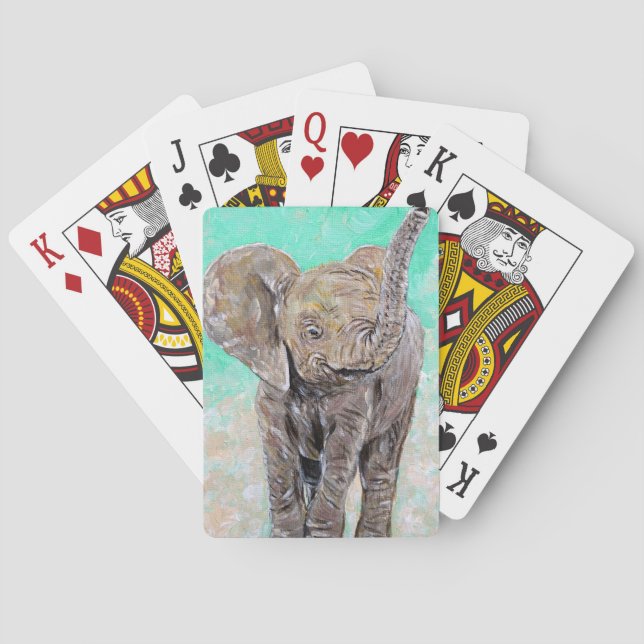 Baraja De Cartas Pintura de elefante bebé (Reverso)