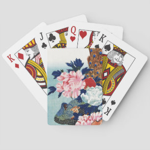 Baraja De Cartas Pintura de flores de pavo real y peonías vintage