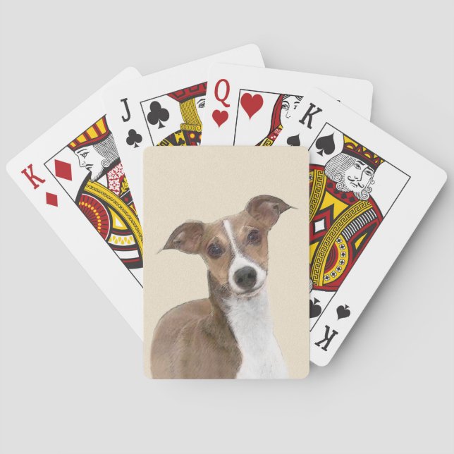 Baraja De Cartas Pintura de Greyhound italiana - Arte de perros ori (Reverso)