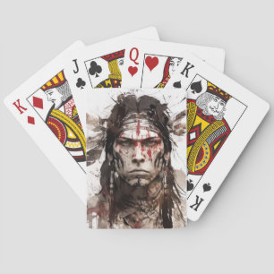 Baraja De Cartas Pintura de guerrero de retrato indio nativo americ