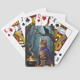 Baraja De Cartas Pintura de Halloween con gatos bengalíes