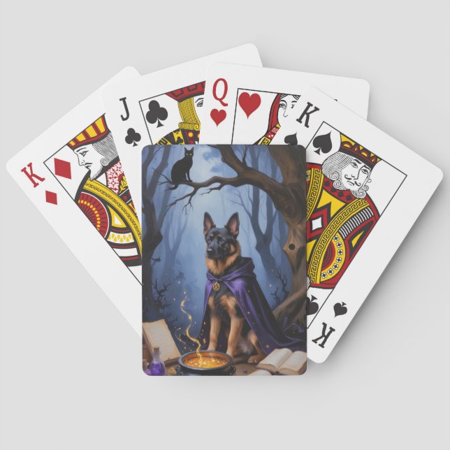 Baraja De Cartas Pintura de halloween de perro malinés belga (Reverso)