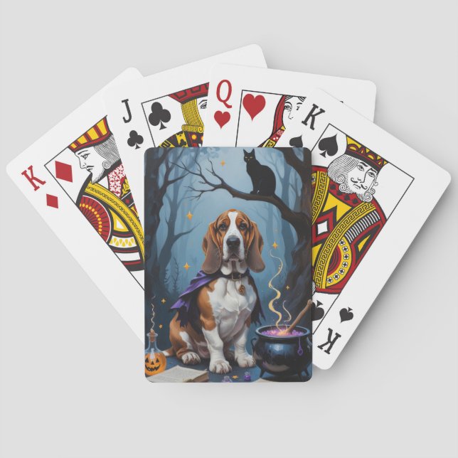 Baraja De Cartas Pintura de Halloween singulares del perro del perr (Reverso)
