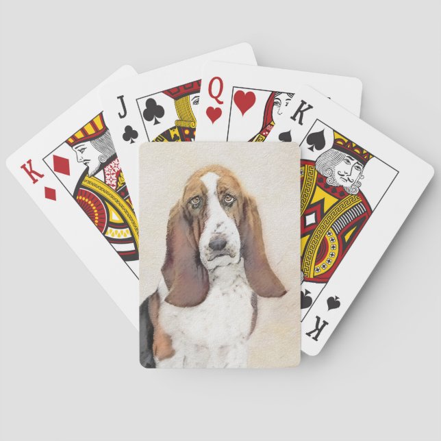 Baraja De Cartas Pintura de hebilla de basset - Arte de perro origi (Reverso)