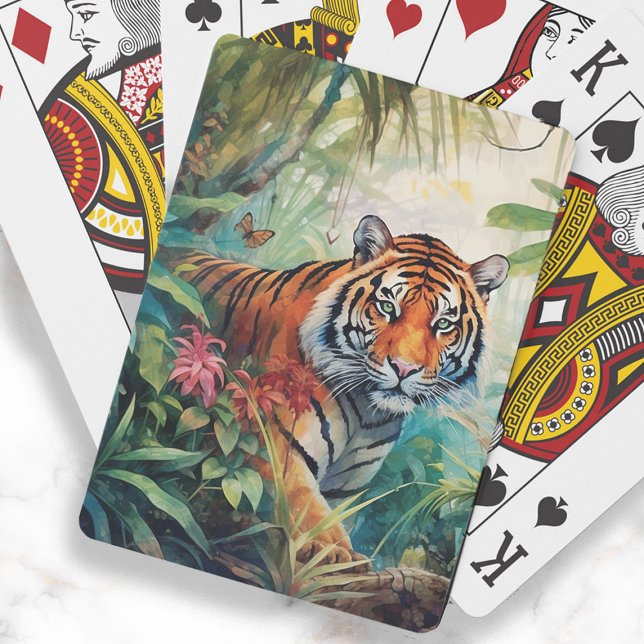 Baraja De Cartas Pintura de jungla de tigres (Tiger in the jungle playing cards.)