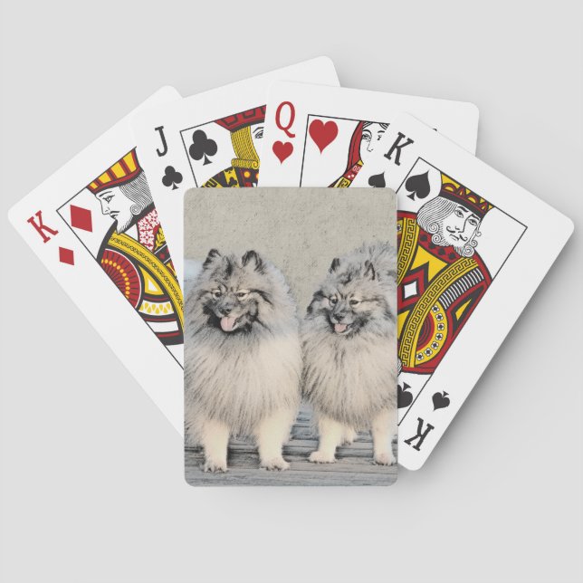 Baraja De Cartas Pintura de Keeshond Brothers - Arte Perro Original (Reverso)