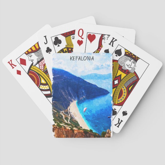 Baraja De Cartas Pintura de Kefalonia Grecia colorida (Reverso)
