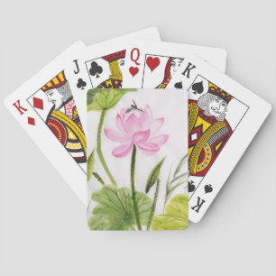 Baraja De Cartas Pintura de la acuarela de la flor de Lotus 2 2