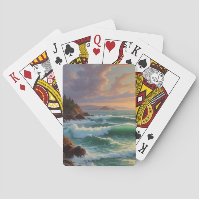Baraja De Cartas Pintura de la capa marina de sol (Reverso)