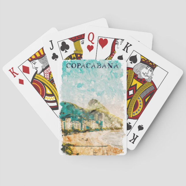 Baraja De Cartas Pintura de la playa de Copacabana (Reverso)
