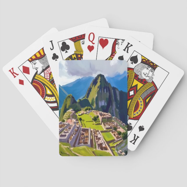 Baraja De Cartas Pintura de Machu Picchu Perú (Reverso)