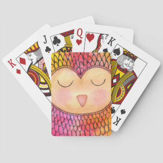 Baraja De Cartas Pintura de medios mixtos de búho humilde y humilde