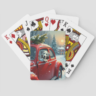 Baraja De Cartas Pintura de Navidad de un paseo en coche nevado con