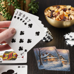 Baraja De Cartas Pintura de nieve de la cabina azul marrón rusa de