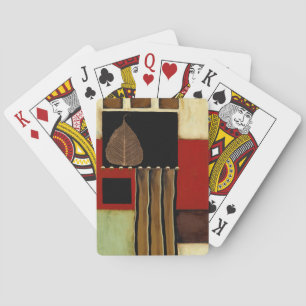 Baraja De Cartas Pintura de panel multicolor con hoja marrón