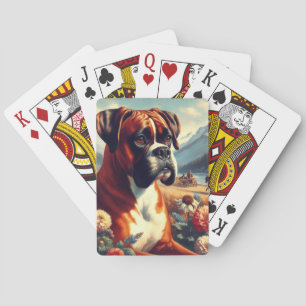 Baraja De Cartas Pintura de perro de Boxer de época