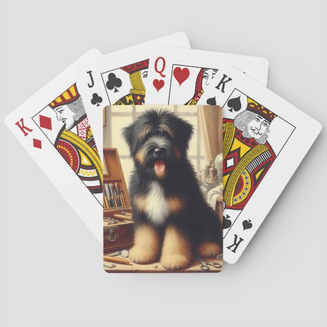 Baraja De Cartas Pintura de perro de Briard (Reverso)