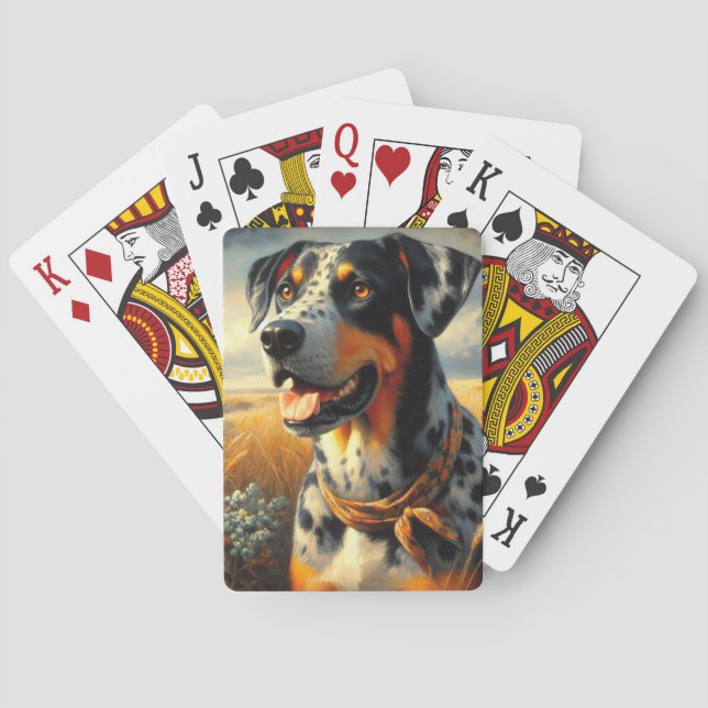 Baraja De Cartas Pintura de perro de leopardo de Catahoula (Reverso)