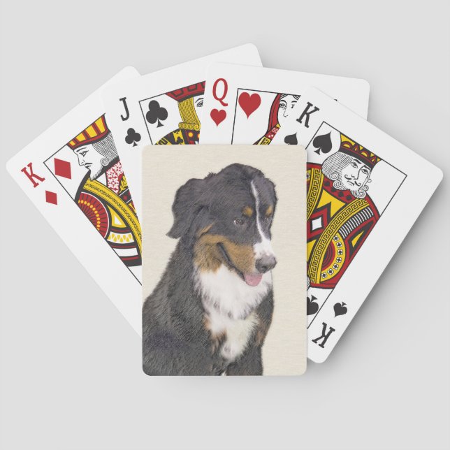 Baraja De Cartas Pintura de perro de montaña de Bernese - Arte de p (Reverso)