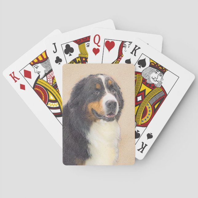 Baraja De Cartas Pintura de perro de montaña de Bernese - Arte de p (Reverso)