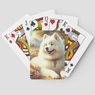Baraja De Cartas Pintura de perro de Samoyed de época