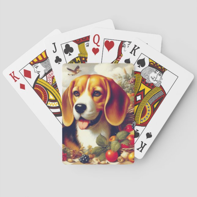 Baraja De Cartas Pintura de pimienta beagle de época (Reverso)