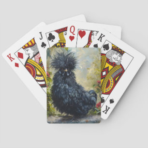 Baraja De Cartas Pintura de pollo de Silkie Negro