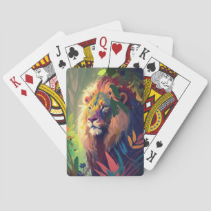 Baraja De Cartas Pintura de retrato animal de león en vida salvaje 