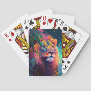 Baraja De Cartas Pintura de retrato animal de león en vida salvaje 