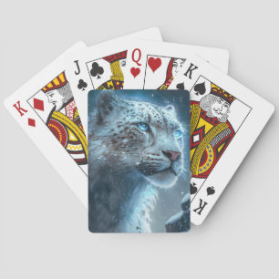 Baraja De Cartas Pintura de retrato animal de leopardo de la nieve