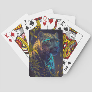 Baraja De Cartas Pintura de retrato de animales leopardos al aire l