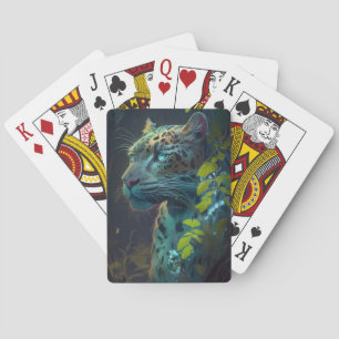 Baraja De Cartas Pintura de retrato de animales leopardos al aire l