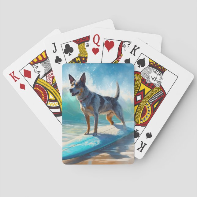 Baraja De Cartas Pintura de surf Blue Heeler Beach (Reverso)