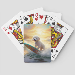 Baraja De Cartas Pintura de surf de Bichon Frise Beach