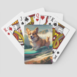 Baraja De Cartas Pintura de surf de Corgi Beach