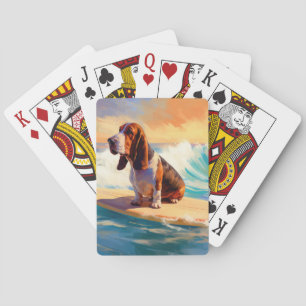 Baraja De Cartas Pintura de surf en Basset Hound Beach