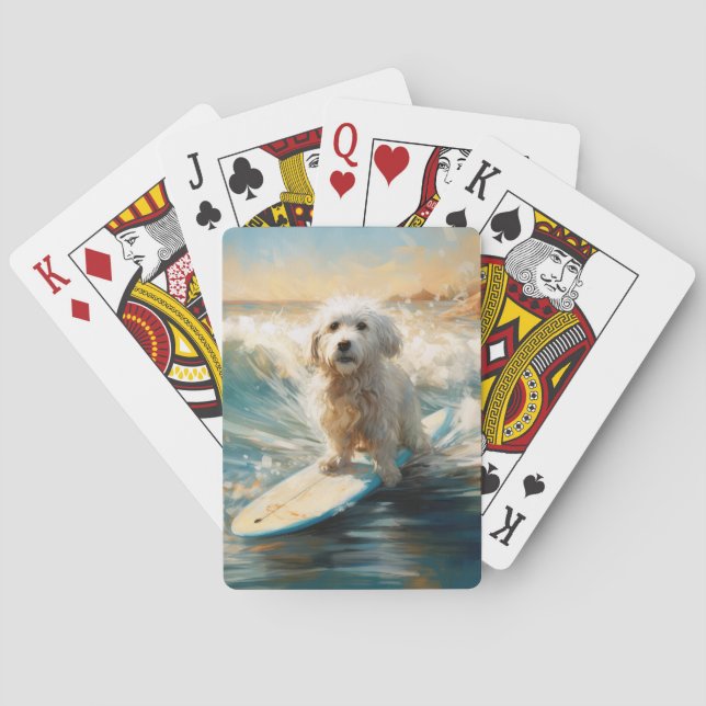 Baraja De Cartas Pintura de surf en la playa de Coton De Tulear (Reverso)