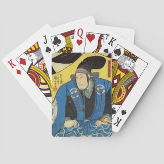 Baraja De Cartas Pintura de Ukiyo-e de un samurai en fondo amarillo