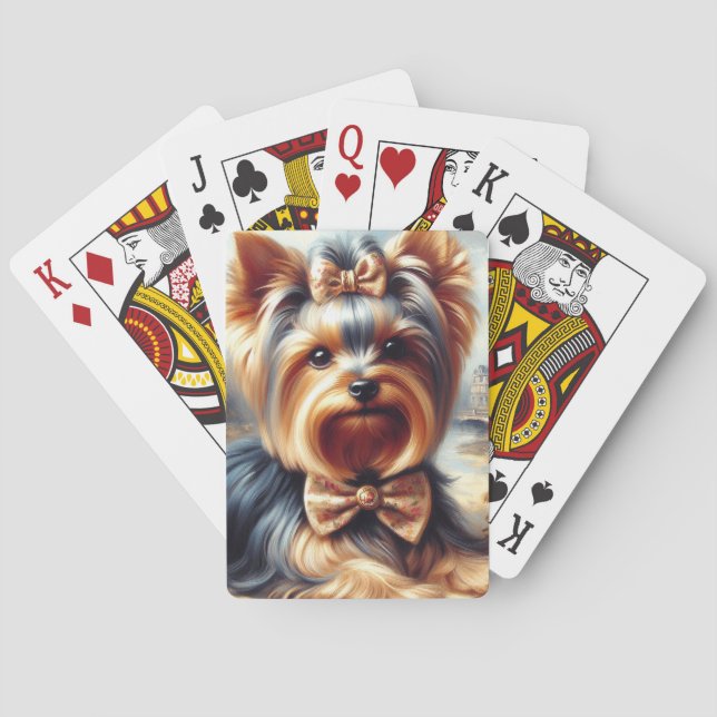 Baraja De Cartas Pintura de Yorkshire Terrier (Reverso)