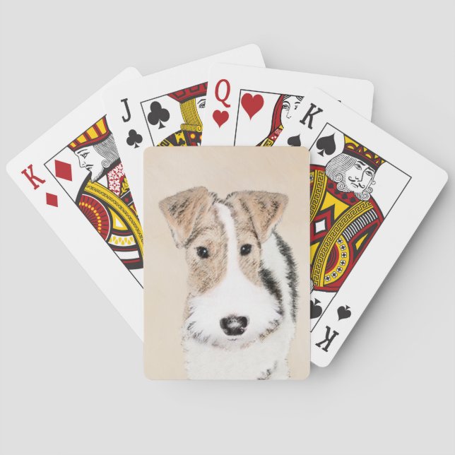 Baraja De Cartas Pintura del fox terrier del alambre - arte (Reverso)