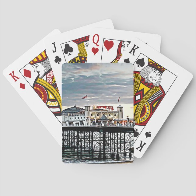 Baraja De Cartas Pintura digital de Brighton Pier & Cloudy Sky (Reverso)