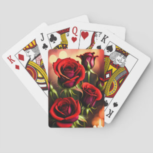 Baraja De Cartas Pintura digital de flores de rosa roja-58567
