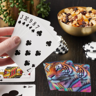 Baraja De Cartas Pintura digital del tigre psicodélico de la neón a