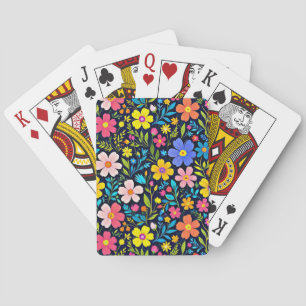 Baraja De Cartas Pintura digital floral patrón de flores