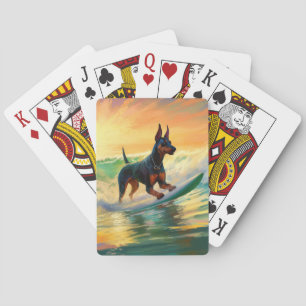 Baraja De Cartas Pintura Doberman Beach Surfing