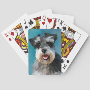 Baraja De Cartas Pintura en Acuarela de Schnauzer Miniatura