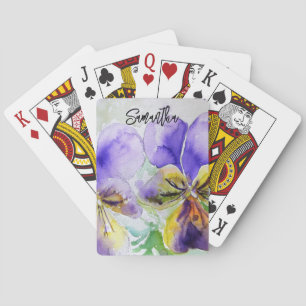 Baraja De Cartas Pintura en acuarela de Violeta Viola Pensamiento P