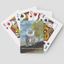 Baraja De Cartas Pintura estacional de búho en la naturaleza se mar