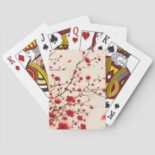 Baraja De Cartas Pintura oriental del estilo, flor del ciruelo en