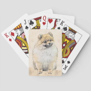 Baraja De Cartas Pintura pomerania (Naranja) - Arte original del pe